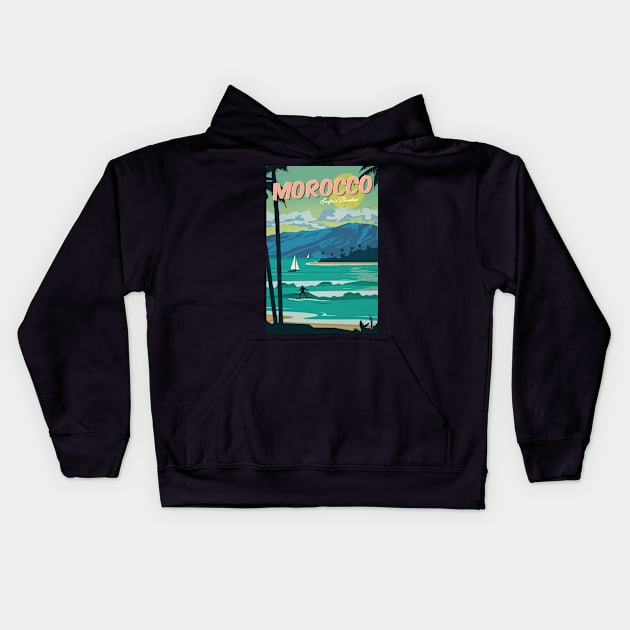 Morocco surfer's paradise Kids Hoodie by NeedsFulfilled